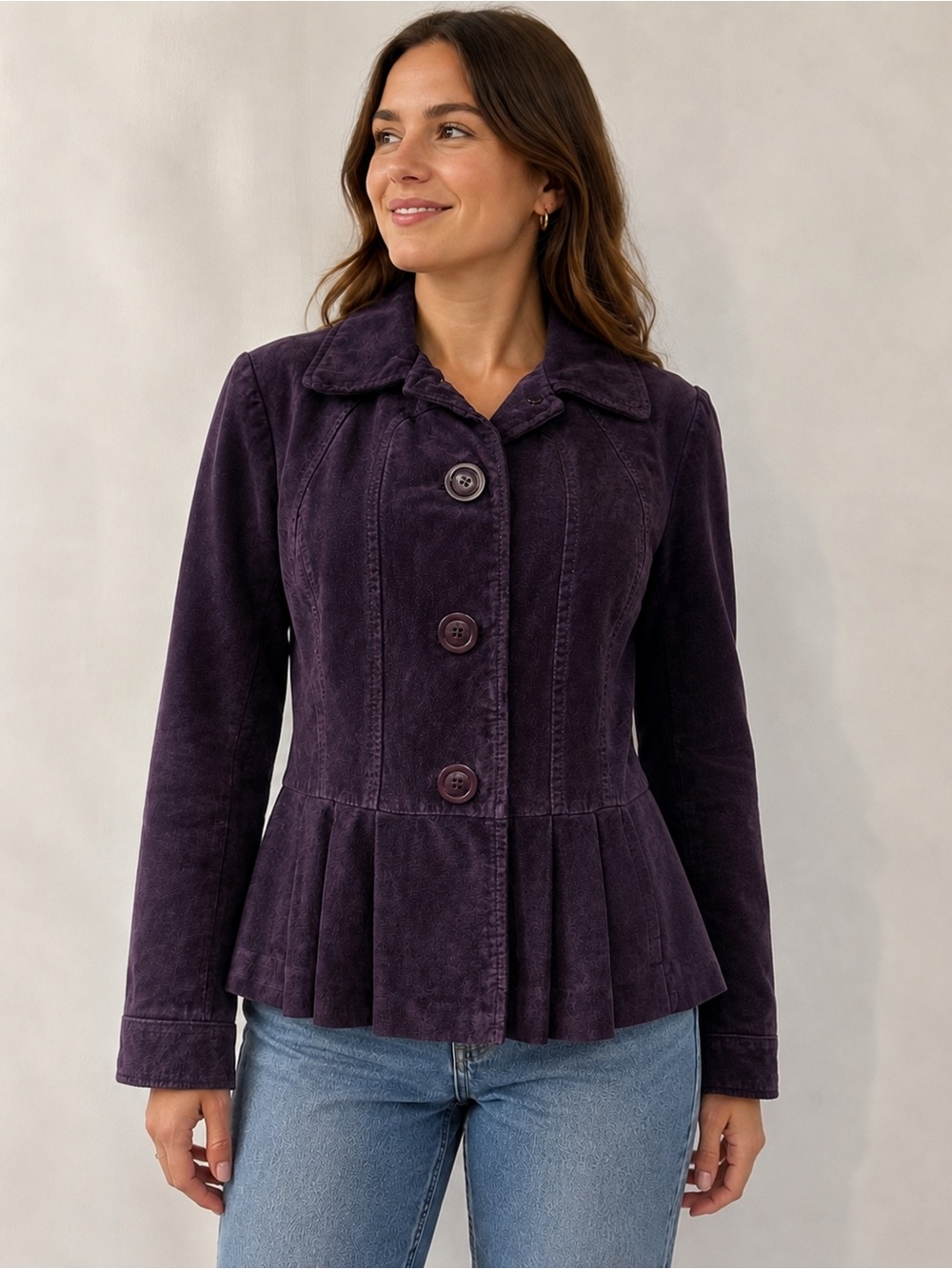 VTG Dark Purple Genuine Suede Jacket Tailored Silhouette Women’s Size 6 Gorgeous
